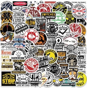lot 59A image: 65 New Mechanical Electric Funny Technician Stickers N