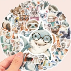 lot 76B image: 50 New Animal Wearing Glasses Stickers N