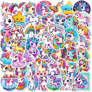 lot 32A image: 50 New Cute Unicorn Stickers N