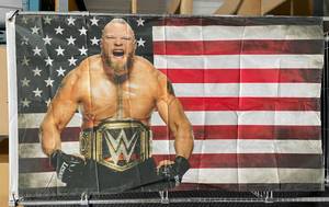 lot 39G image: New 3 x 5 WWE Brock Lesnar WWF Wrestling USA Flag O