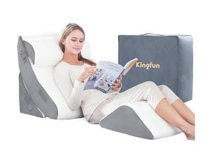 lot 27 image: New Kingfun 4-Piece Orthopedic Bed Wedge Pillow Set $129.99 Retail B