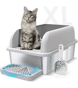 lot 173 image: Brand New Suzzipaws XL Stainless Steel Cat Litter Box $79.99 Retail B