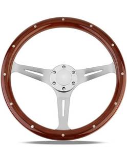 lot 187 image: New 15 Classic Wood Grain Steering Wheel Riveted Light Wood Grip, $99.99 Retail B