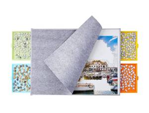 lot 188 image: New IndustryClassics 1500 Piece Non-Wood Jigsaw Puzzle Board with 4 Colorful Drawers and Felt Fabric Cover Mat $43.99 Retail B