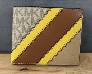 lot 6 image: New Michael Kors Billfold Wallet, Brown and Yellow 4.5 x 3.5 N
