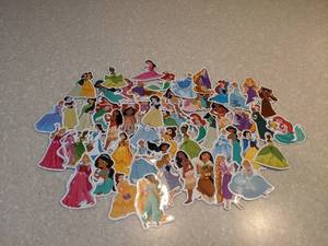 lot 425 image: 50 Total Brand New Disney Princess Stickers Little Mermaid Snow White Moana Cinderella Mulan P