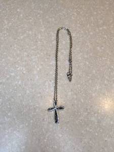 lot 427 image: New Rhinestone Cross Necklace Black Silver P