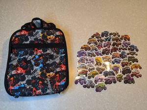 lot 428 image: New Monster Truck Lunch Bag Brand New 49 Total Monster Truck Stickers P