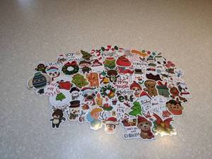 lot 435 image: 60 Total Brand New Christmas Stickers Reindeer Snowman Trees P