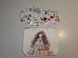 lot 438 image: Brand New 50 Total Uplifting Stickers Cosmetic Bag with Girl P