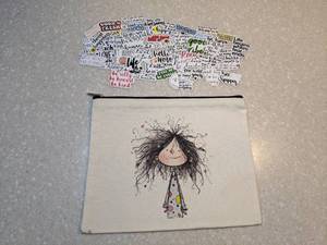 lot 444 image: New Silly Girl Cosmetic Bag 50 Brand New Stickers Uplifting Sayings P