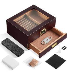 lot 79K image: Brand New SWEWARM Cedarwood Cigar Humidors in Brown L