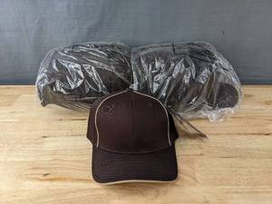 lot 156K image: 23 Brand New Yupoong Brown with Tan Hats SmallMedium A
