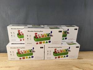lot 203 image: 7 Brand New Montessori Toddler Wooden Sorting Boxes F