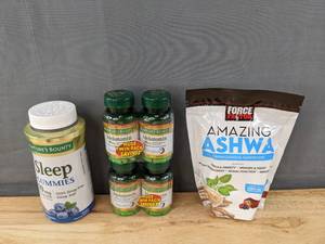 lot 141K image: Brand New Adult Sleep Aids and Ashwa Supplements $75 Retail W
