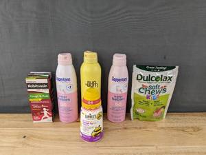 lot 62A image: New Childrens Robitussin, Dulcolax, Zarbees, Sun Bum and Coppertone Sunscreen W