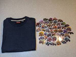 lot 451 image: New Wrangler Boys T-shirt Size 7 Brand New Monster Truck Stickers 50 Total P