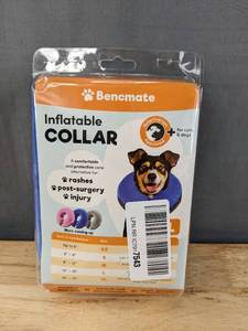 lot 225 image: New Bencmate Inflatable Dog Post Surgery Injury Collar - Blue Size Large L