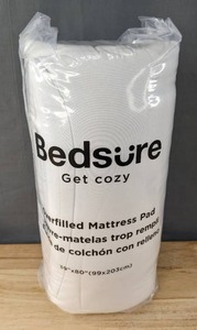 lot 227 image: Brand New Bedsure Get Cozy Overfilled Mattress Pad, White 39 x 80 L
