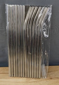 lot 239 image: 14 Brand New Stainless Steel Straws L