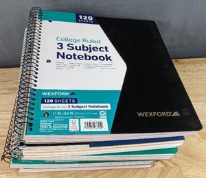lot 99K image: New Lot of Nine 3-Subject College Ruled Notebooks by Wexford and Mead Five Star $81 Retail W