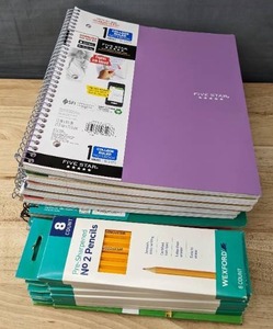 lot 104K image: New Lot of Nine 1-Subject College Ruled Notebooks by Wexford and Mead Five Star, 7 Packages of Wexford Pencils W