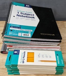 lot 118K image: New Lot of Nine 1-Subject College Ruled Notebooks by Wexford and Mead Five Star and 7 Packages of Wexford Pencils W