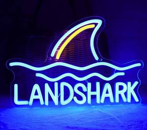 lot 19 image: Brand New Land Shark Neon Beer Sign LED Shark Neon Colored Lights Lager Signs USB Powered Home Beer Bar Pub Man Cave Game Room Windows Garage Wall 17 x 9.5 IN $49.99 Retail L