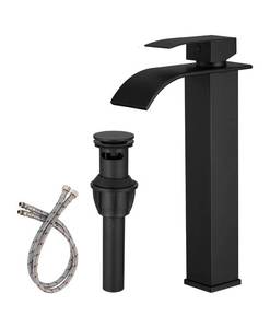 lot 70K image: Brand New Vessel Waterfall Bathroom Faucet in Matte Black $48.99 Retail B