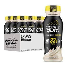 lot 133K image: New Dont Quit Clean Sports Protein Drink, Smooth Vanilla 12 Pack, $44.99 Retail B