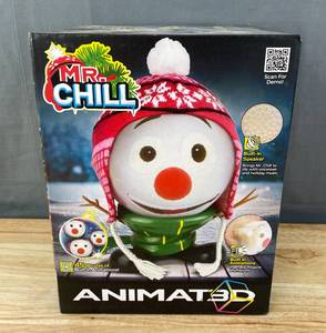 lot 12B image: Brand New Mr. Chill Talking Animated Snowman with Built in Projector & Speaker Plug n Play $50 Retail N