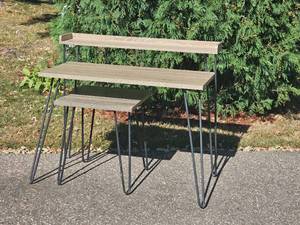 lot 82 image: Hairpin Leg Desk and Accompanying Side Table