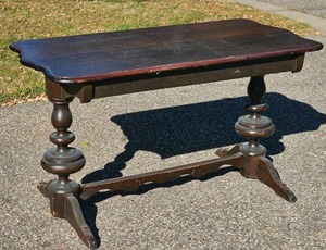 lot 36 image: Antique Jacobean Double Drawer Desk