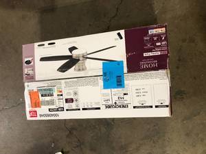 Home Decorators Collection Ashby Park 52 in. White Color Changing Integrated LED Brushed Nickel Ceiling Fan with Light Kit and Remote Control  Customer Returns See Pictures