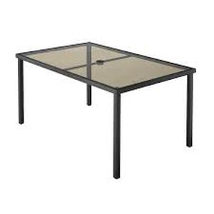 StyleWell 60 in. x 38 in. Mix and Match Rectangular Steel Outdoor Patio Dining Table with Smoke Glass Top Customer Returns See Pictures