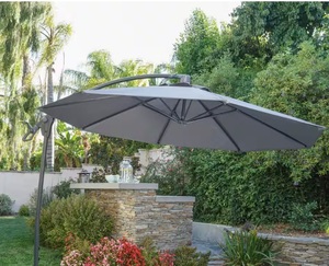 Noble House 9.71 ft. Aluminum Cantilever Tilt Outdoor Patio Umbrella in Gray Customer Returns See Pictures