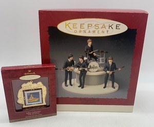 lot 3 image: Vintage HALLMARK The Beatles Ornament Gift Set NIB with Yellow Submarine Ornament.