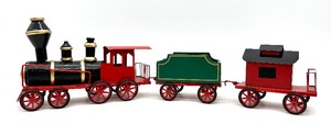 lot 77 image: Three Piece WOOD and METAL TRAIN SET