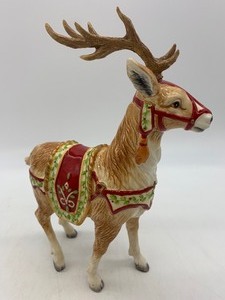 lot 56 image: FITZ AND FLOYD  Vintage Santa  Reindeer in Original Box