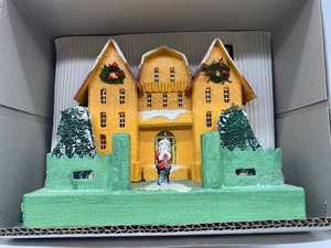 lot 38 image: Vintage CHRISTOPHER RADKO Shiny Bright Village House NIB - Balsam Fir Boulevard - Yellow