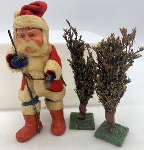 lot 23 image: Vintage 1930s German SANTA with 2 Small Trees