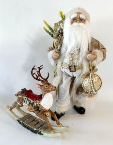 lot 98 image: Gold and White Santa with Daytons Rocking Reindeer