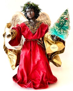 lot 122 image: CLOTHTIQUES by POSSIBLE DREAMS Collectable Vintage Black Angel TT Angel Figure with Box