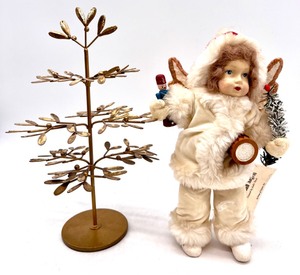 lot 128 image: HOUSE OF HATTEN, INC. Victorian Angels JUDY TASCH DOLL with Tag &  THRESHOLD FIGURAL Metal Christmas Tree Decor