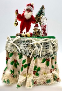 lot 134 image: Vintage Artisan Christmas Diorama Table for Dollhouse