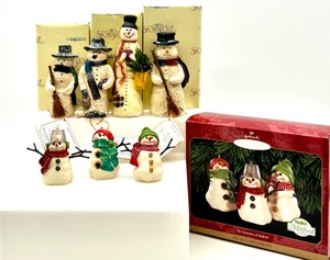 lot 144 image: Vintage Lot of Snowman Collectable Figures By ENESCO - SNOWSNICKLE Collection & HALLMARK KEEPSAKE ORNAMENT NIB - QTY 7