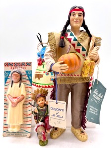 lot 112A image: Native American Lot of Various Figures and Teepee including Fabric Mache - QTY 5