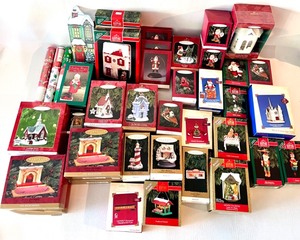 lot 154 image: HALLMARK KEEPSAKE ORNAMENTS Including Santa, Elves, Animals Churches and More - Qty over 30 items