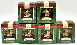 lot 163 image: Complete Set of HALLMARK KEEPSAKE Santa and His Reindeer Collection Ornaments