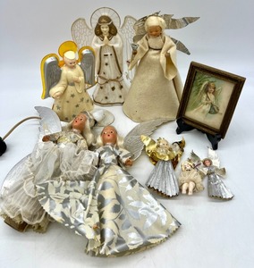 lot 167 image: Vintage Mix & Match Lot of Angel Tree Toppers in Various Stages of Condition and more - QTY 9